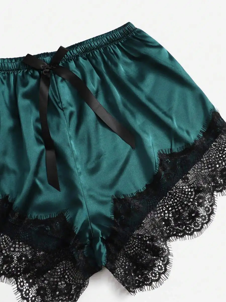 Conjunto de pijama de satén para mujer, bata de lencería Sexy, albornoz de encaje de seda, vestido de noche, pantalones, ropa de dormir para el hogar, 5 piezas