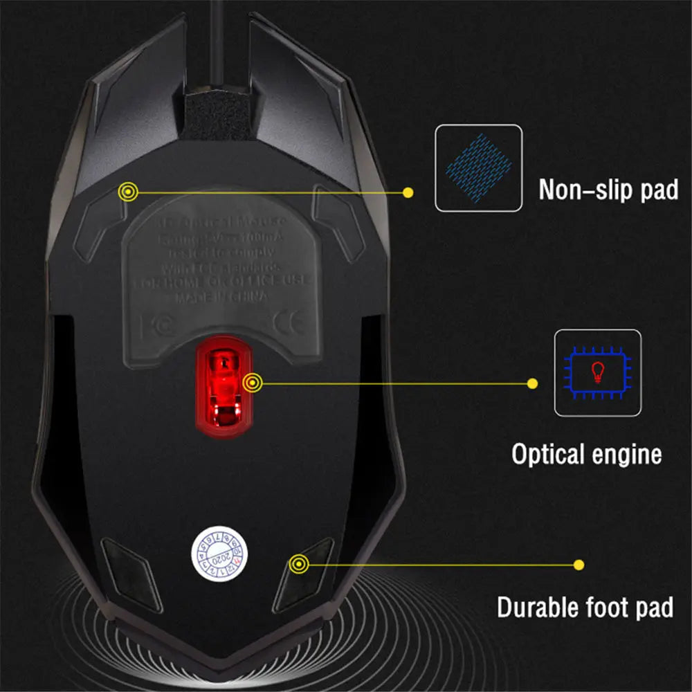 20251 PC ITLY M01 deportes LED luminoso retroiluminado USB con cable ratón para juegos para PC de escritorio portátil Oficina ordenador ratón para juegos