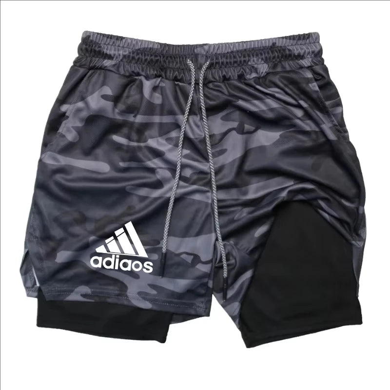 Pantalones cortos de compresión para hombre, pantalones cortos deportivos de entrenamiento para correr, pantalones cortos de secado rápido para gimnasio de verano en uno