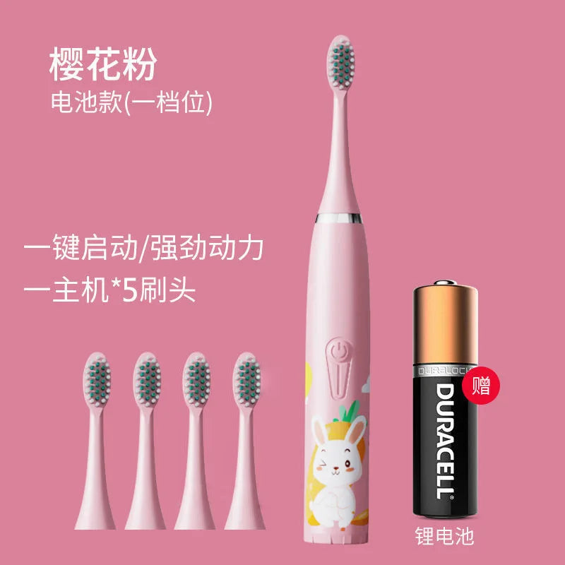 Cepillo de dientes eléctrico para niños, venta al por mayor, pelo suave de dibujos animados, IP7, resistente al agua, vibración ultrasónica, regalos