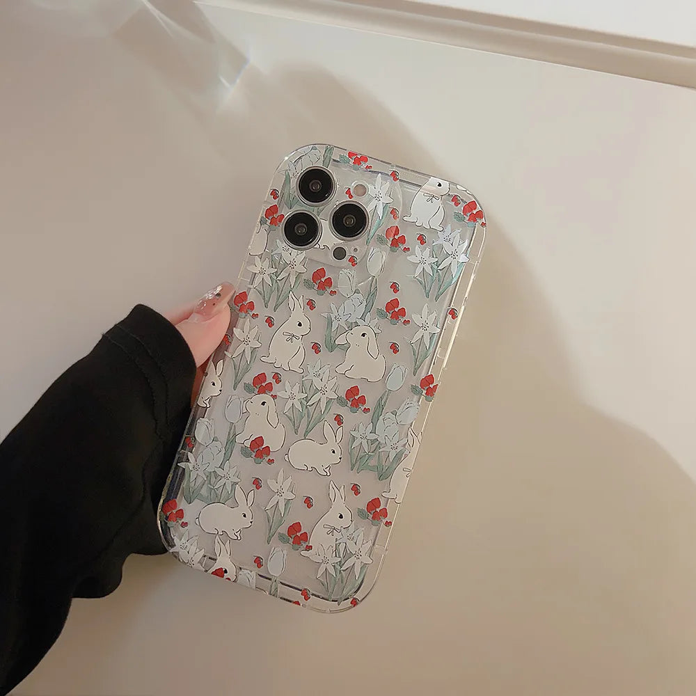 Funda de teléfono con estampado de conejito para Samsung Galaxy S25 S24 S23 S22 S21 S20 Plus Ultra FE A73 A72 A71 A52 A51 A32 Note 20 Airbag