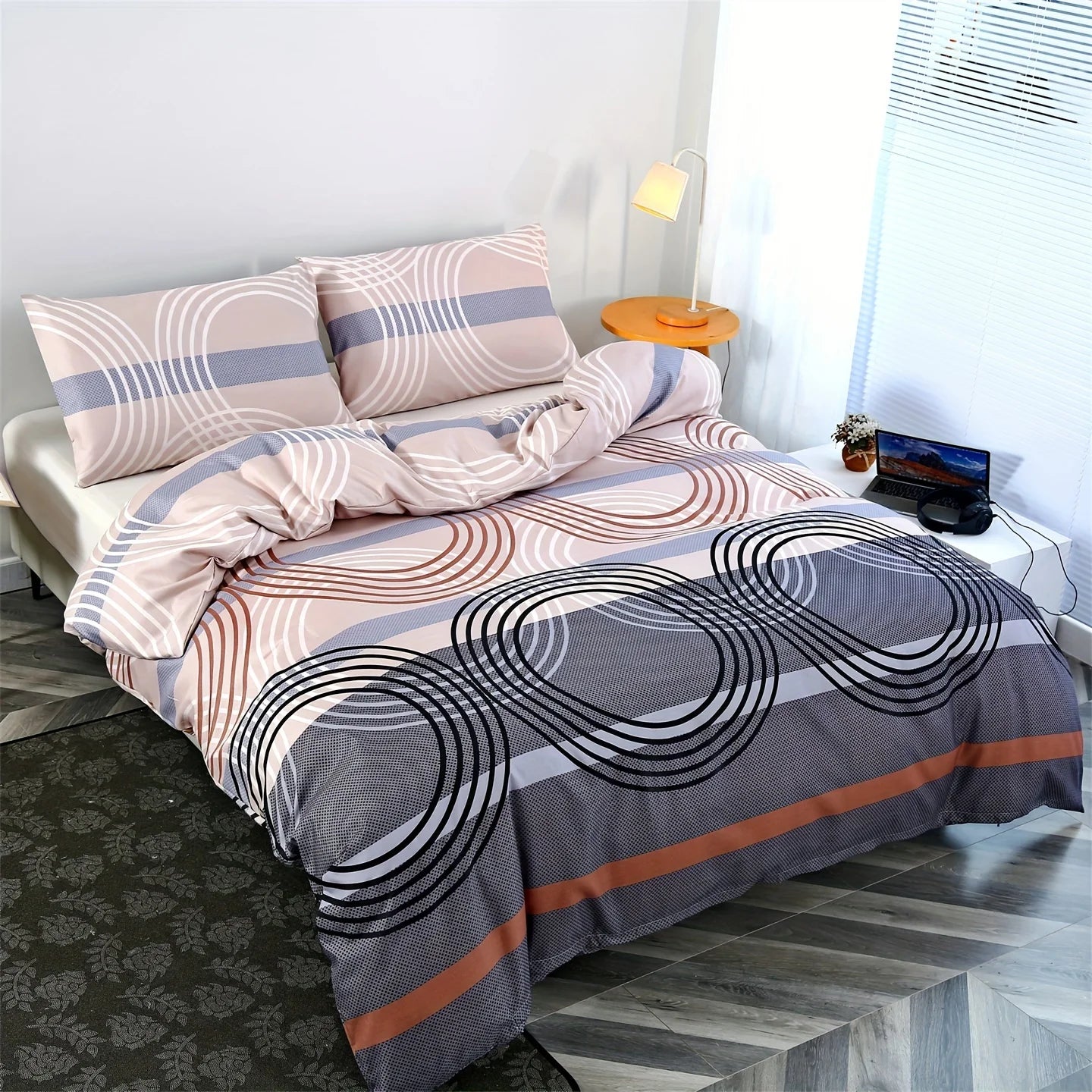 Juego de funda nórdica de 3 piezas con 2 fundas de almohada, poliéster transpirable, lavable a máquina, cierre de cremallera
