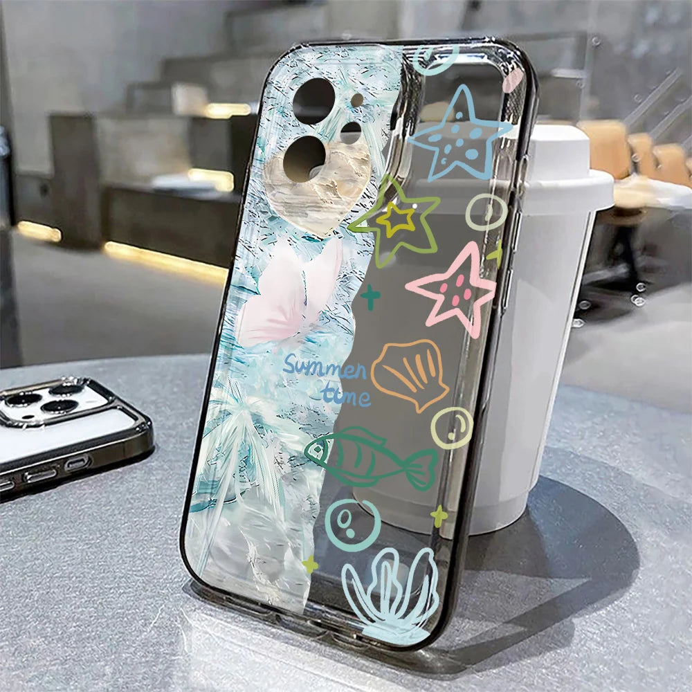 Funda de teléfono bonita con forma de Animal del océano para iPhone 11, Funda protectora transparente para iPhone 15, 13, 14, 12, 16 Pro Max 8, 7 Plus, XR, XS, X SE