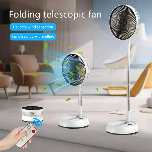 Tragbarer oszillierender Standventilator mit Fernbedienung, faltbarer Schreibtischventilator, Akku-Standventilator für Camping