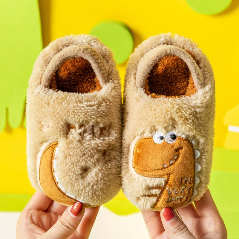 Zapatillas de algodón para bebé de 1 a 3 años, 2 hombres, Otoño/Invierno, antideslizantes para interiores, zapatos de algodón de felpa para niños, bolso con tacón para el hogar