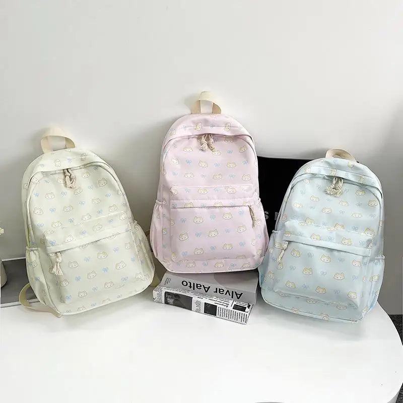Mochila con estampado de gato de dibujos animados, mochila escolar para estudiantes de gran capacidad, bolso femenino delicado a la moda, bolsas de viaje portátiles, regalos