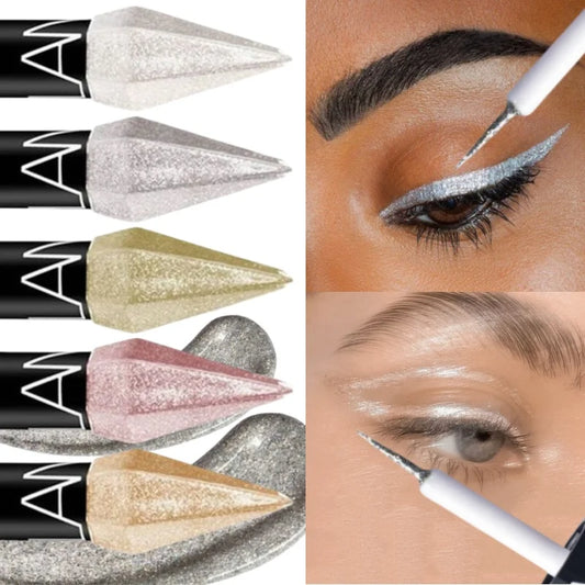 Delineador de ojos líquido de diamante nacarado, brillo resistente al agua, brillo de larga duración, Color plateado, fácil de usar, lápiz de ojos, maquillaje coreano