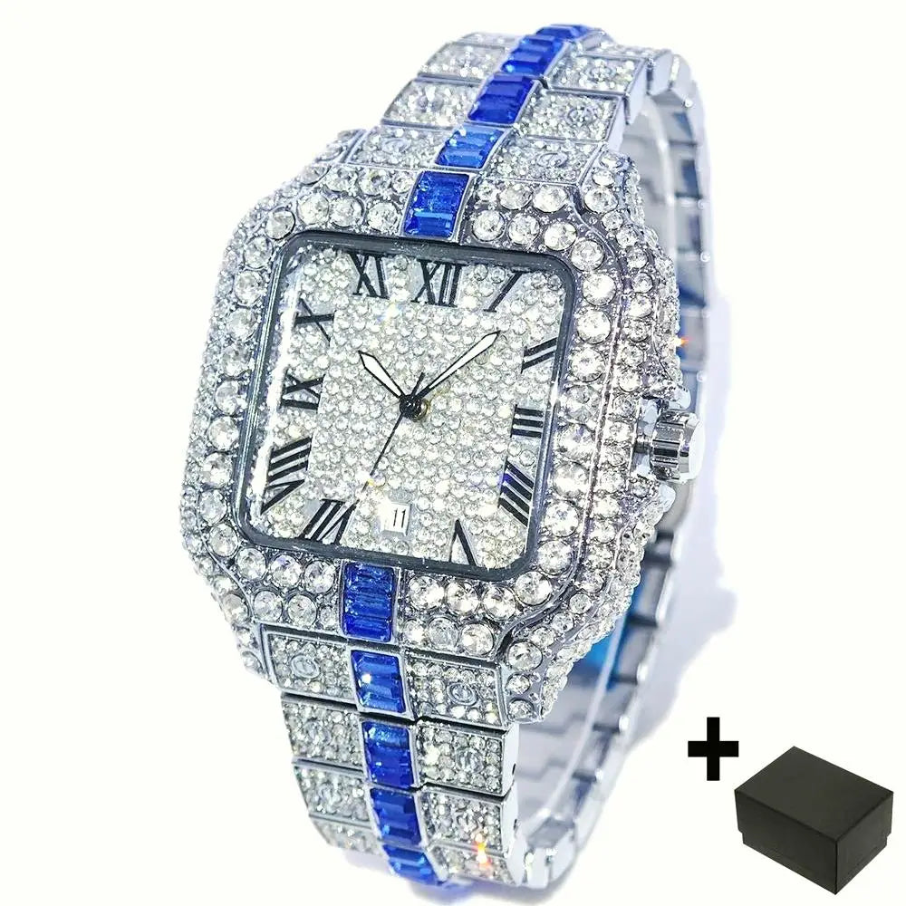 Reloj de pulsera de cuarzo cuadrado para hombre, joyería ostentosa de Hip Hop, marca UNIGUET, joyería ostentosa, moda novedosa, envío directo