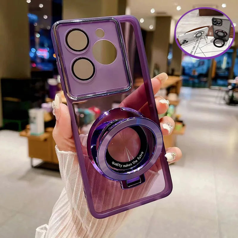 Funda de teléfono con soporte de anillo magnético para Realme 15 15T Realme 14 13 12 11 Pro Plus Pro + Note 70 60 50 70T cubierta transparente