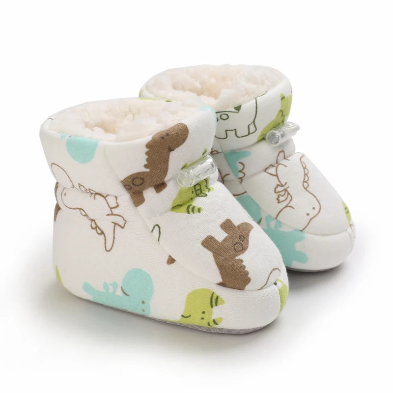 Botas de invierno para bebé, suela suave de dibujos animados, zapatos cálidos antideslizantes para niños pequeños, bonitos botines para caminar para niños y niñas