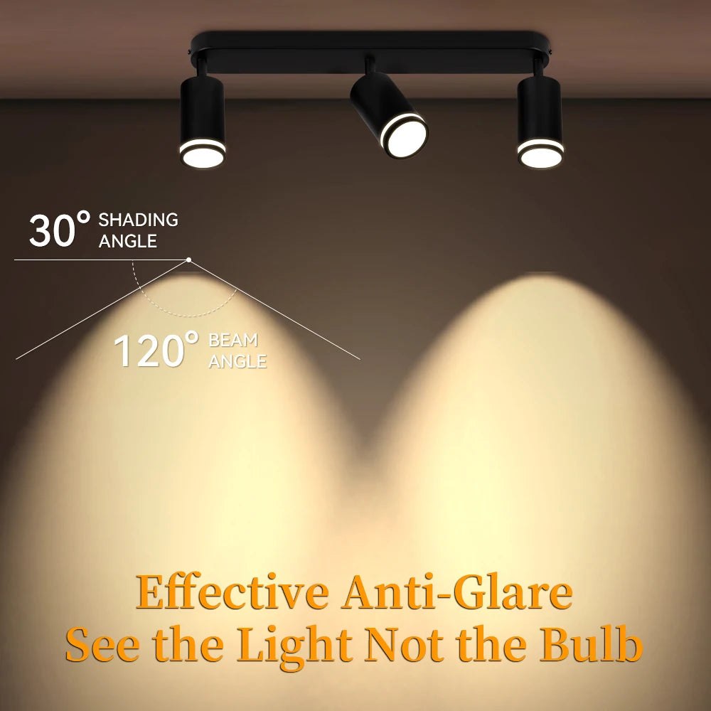 Lámpara de techo, luz de pista LED para dormitorio, pasillo, tienda, lámpara superior, bombilla GU10, iluminación de repuesto, focos LED ajustables