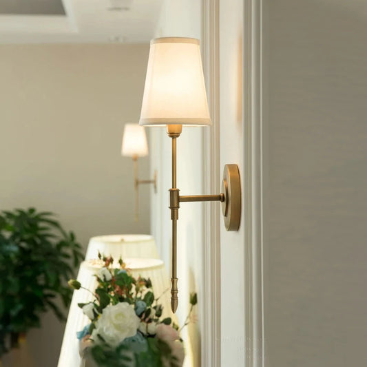 Lámpara de cobre clásica para pared, candelabro Retro para decoración del hogar, mesita de noche, dormitorio, pasillo, escaleras, luminaria interior, luces led