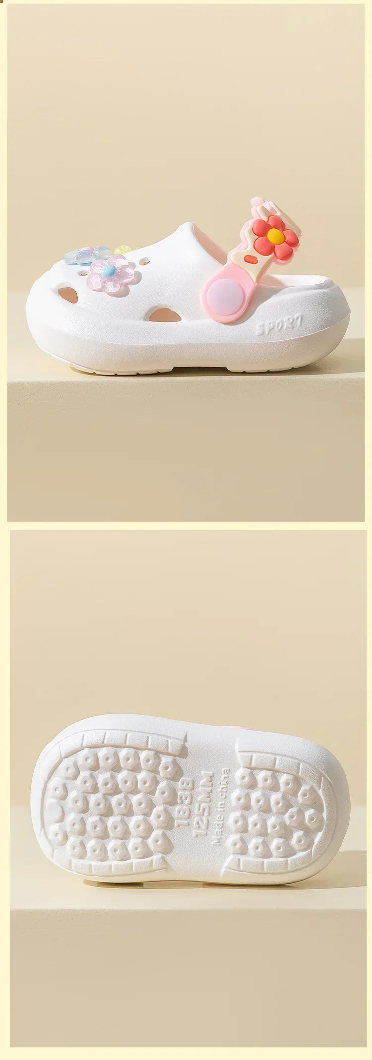 Zapatillas de verano para niños, nuevas sandalias de suela blanda con flores bonitas para bebés, sandalias antideslizantes suaves para interiores para niñas, zapatos con agujeros, zapatos de playa para niños