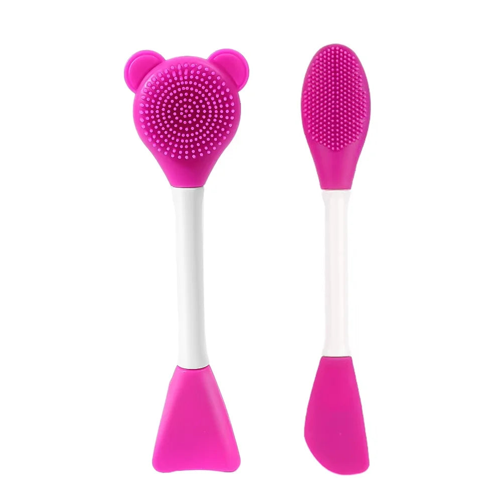 Cepillo para mascarilla Facial de doble cabezal, aplicador de silicona, cuchara, espátula, palo agitador, cuidado de limpieza Facial de la piel, herramientas de maquillaje para el hogar
