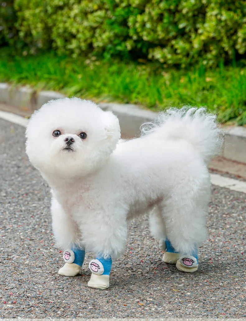 4Pcs/Set Pet Socks Anti Slip Dog Foot Cover Set Teddy Dog Shoes Set 4 Dogs Socks Puppy Socks Dogs Shoes for Small Dogs