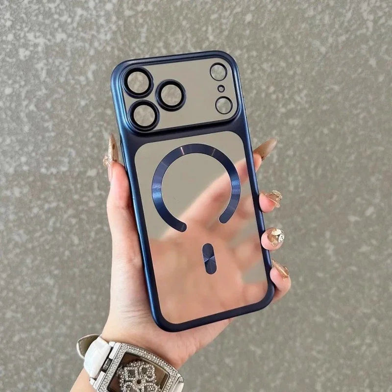 Funda de teléfono transparente mate de lujo para Magsafe IPhone 17 Air 16 15 Pro Max Plus 17Air 17Pro funda trasera de parachoques magnético