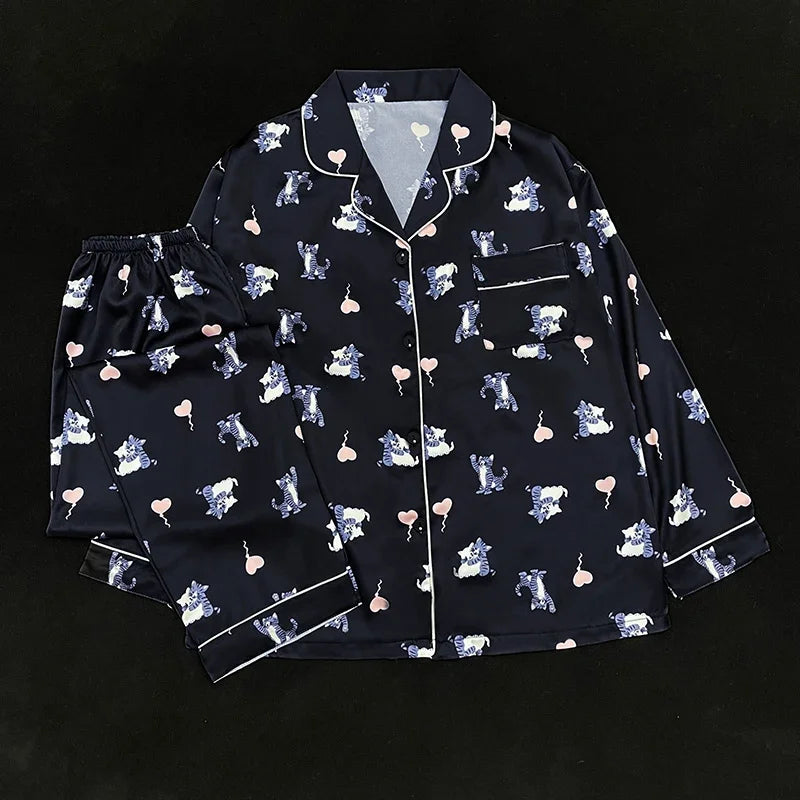 Ropa de dormir con estampado de estética para mujer, pijamas dulces Y2k, estilo europeo, elegante, con clase, a la moda, primavera y otoño