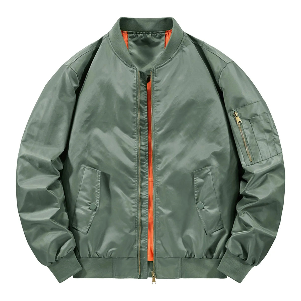 Chaqueta Bomber de ocio con cuello levantado para hombre, chaqueta de béisbol ligera con cremallera de manga larga Vintage para primavera y otoño
