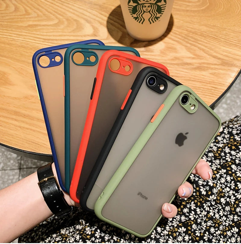 Funda anticaída 2 en 1 para iphone, carcasa protectora de poros finos, esmerilada, para iphone SE 2020, 7, 8, SE2, 2020, 2022