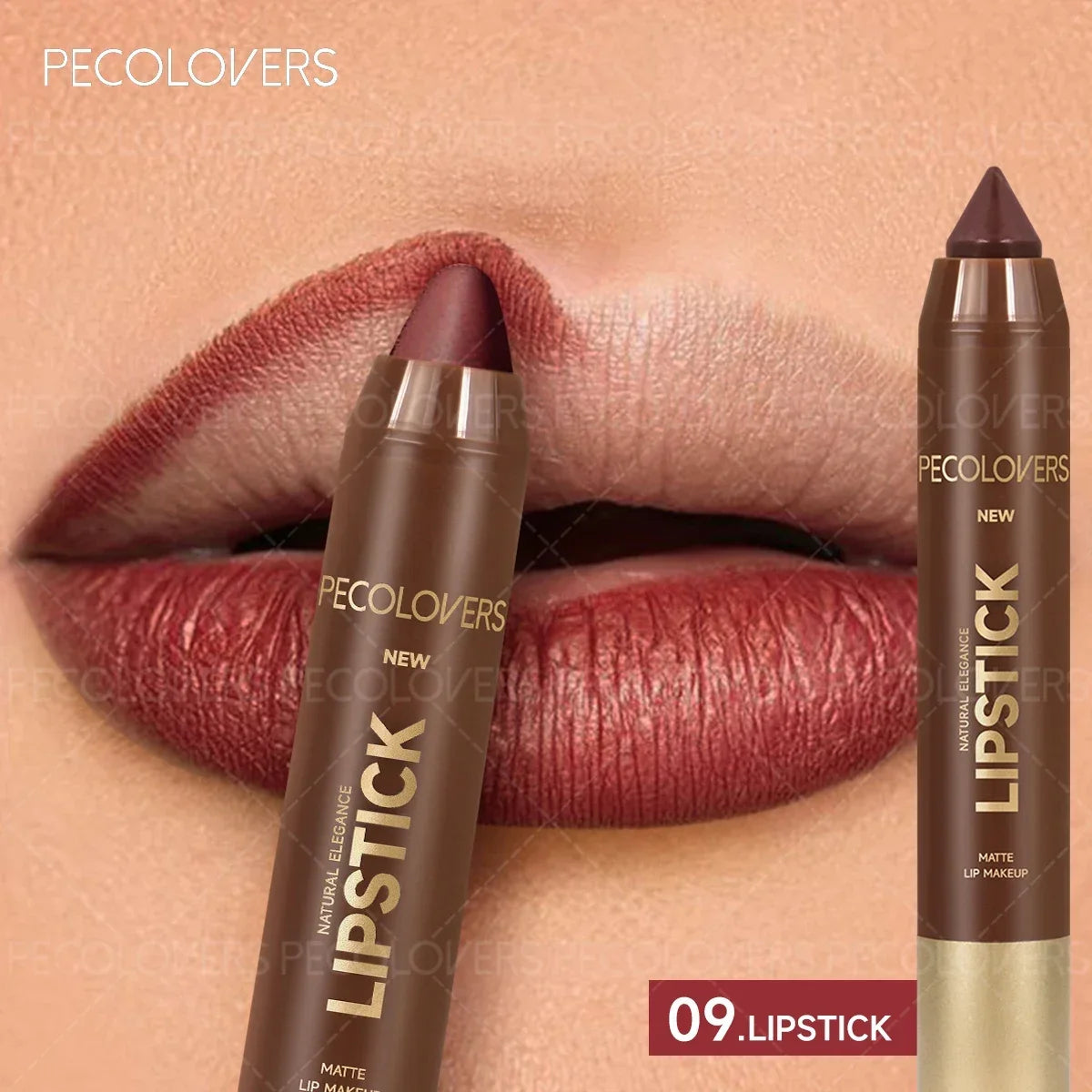 Delineador de labios y lápiz labial 2 en 1 (1 unidad): acabado mate, para definir el contorno de labios, se adapta a estilos de maquillaje de otoño e invierno