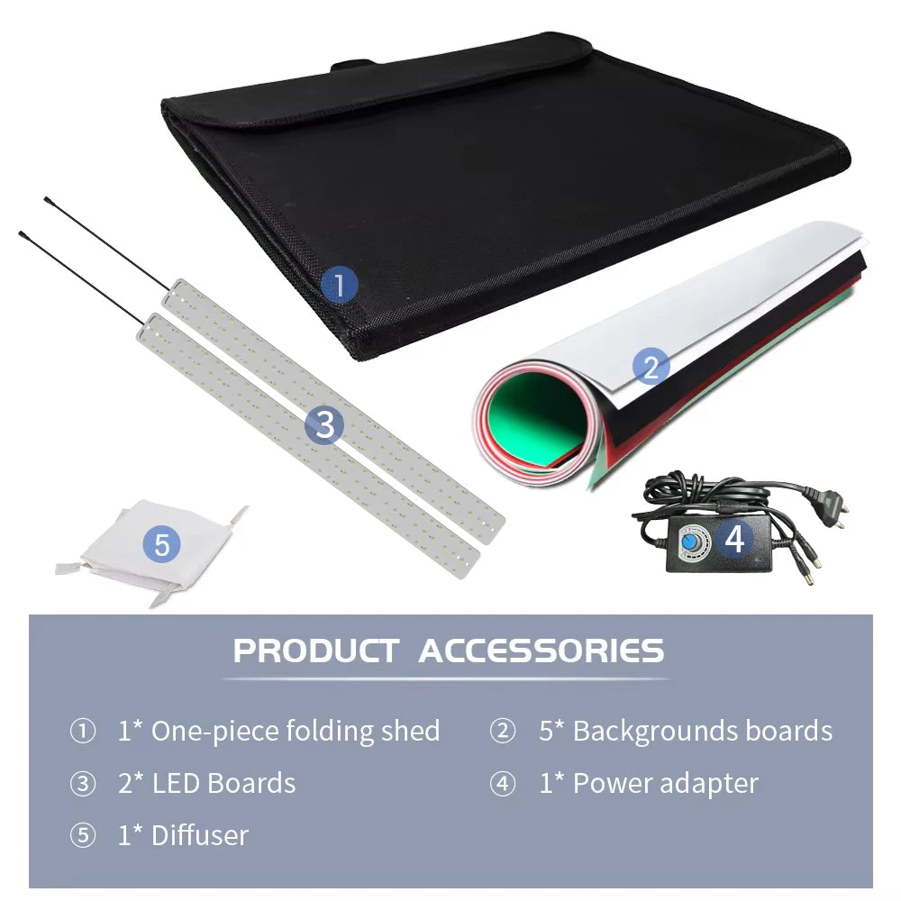 Caja de estudio fotográfico, caja de luz portátil para disparar en mesa, telón de fondo de PVC, tienda de fotografía, Softbox, conjunto de exhibición de 30/40/45/65/80cm