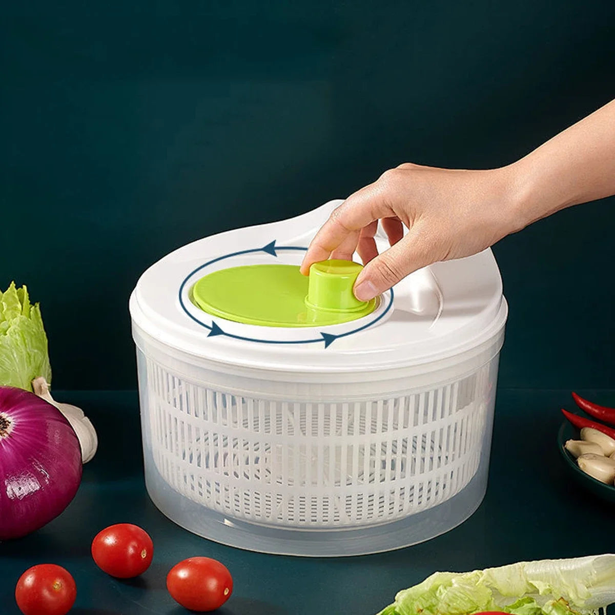 Deshidratador de verduras para el hogar, cesta de drenaje Manual creativa para ensalada de agua, secador de frutas, manivela de mano, Gadget de cocina para el hogar