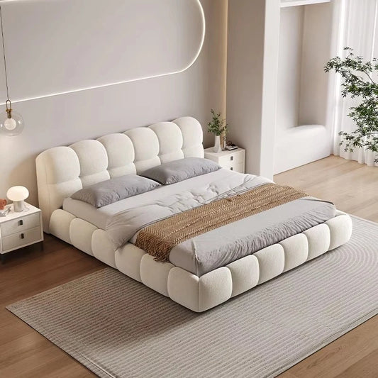 Cama doble moderna para dormitorio, con marco de cama suave, ecológico y duradero, de madera maciza tapizada, con almacenamiento para dormitorio principal.