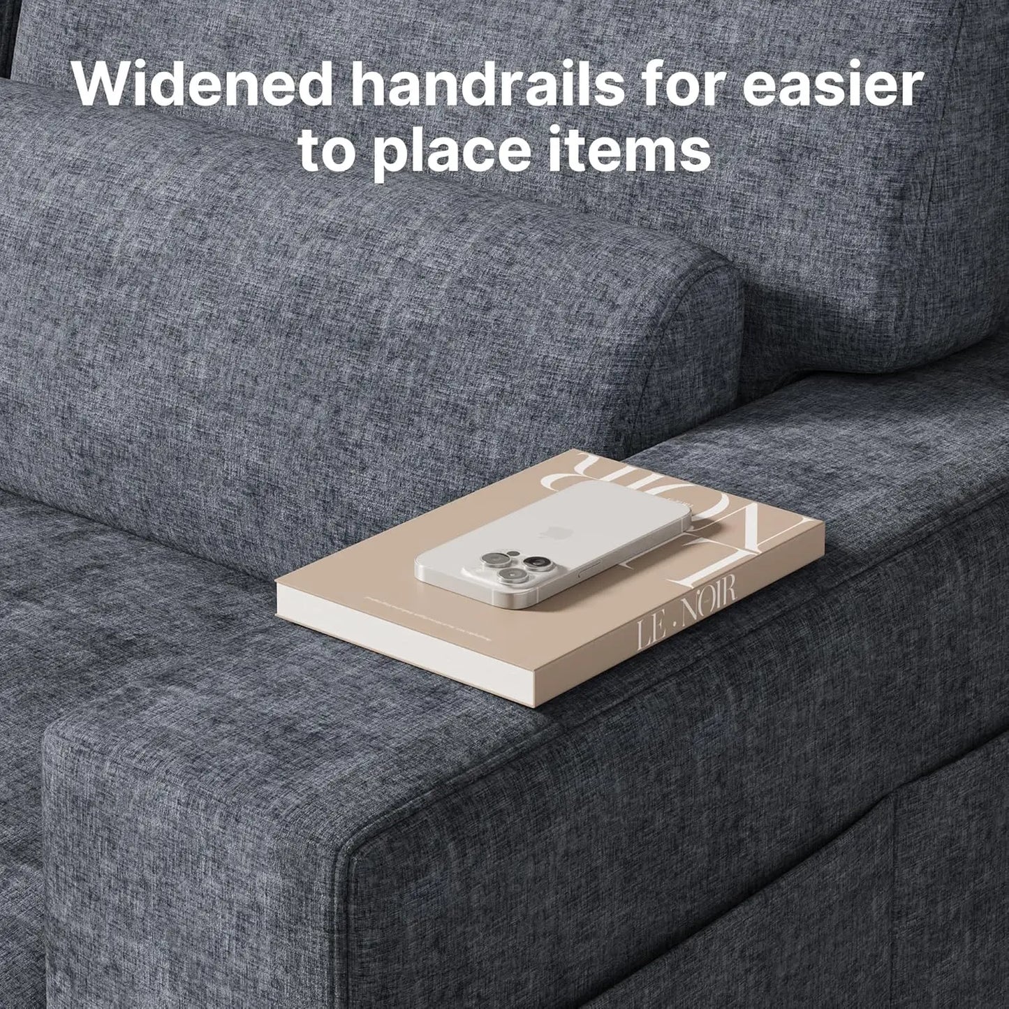 Sofá Moderno de 3 Plazas de 89 Pulgadas, Tapizado en Chenilla, con Reposabrazos Anchos y Cojines Profundos, para Sala de Estar, Dormitorio o Apartamento, Color Gris Oscuro, Personalizable