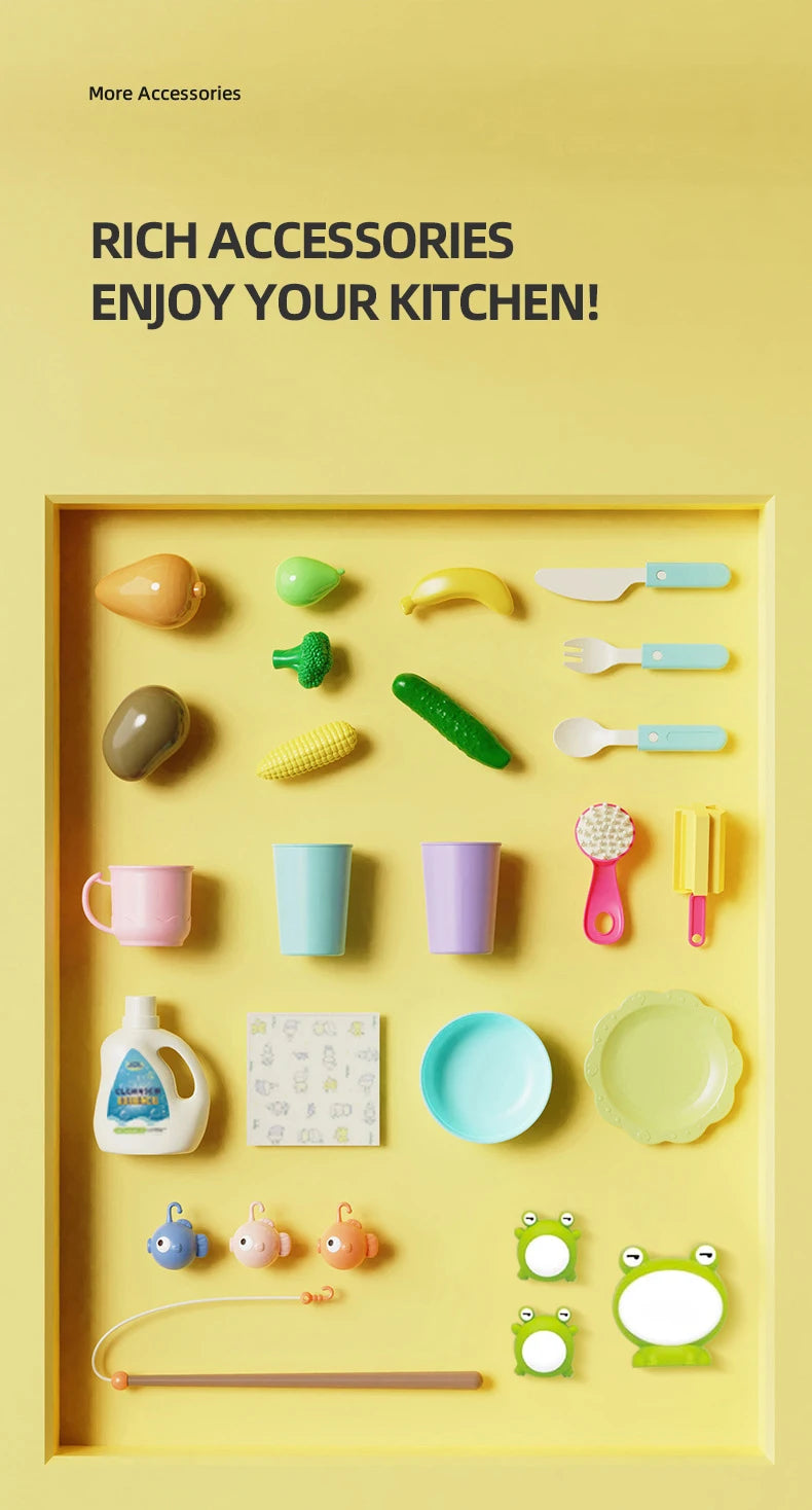 Juguetes de Cocina Eléctrica para Niños y Niñas, Grifo Simulado, Lavavajillas, Juego de Imitación de Cocina, Comida, Verduras, Juego de Roles, Regalos para Niños