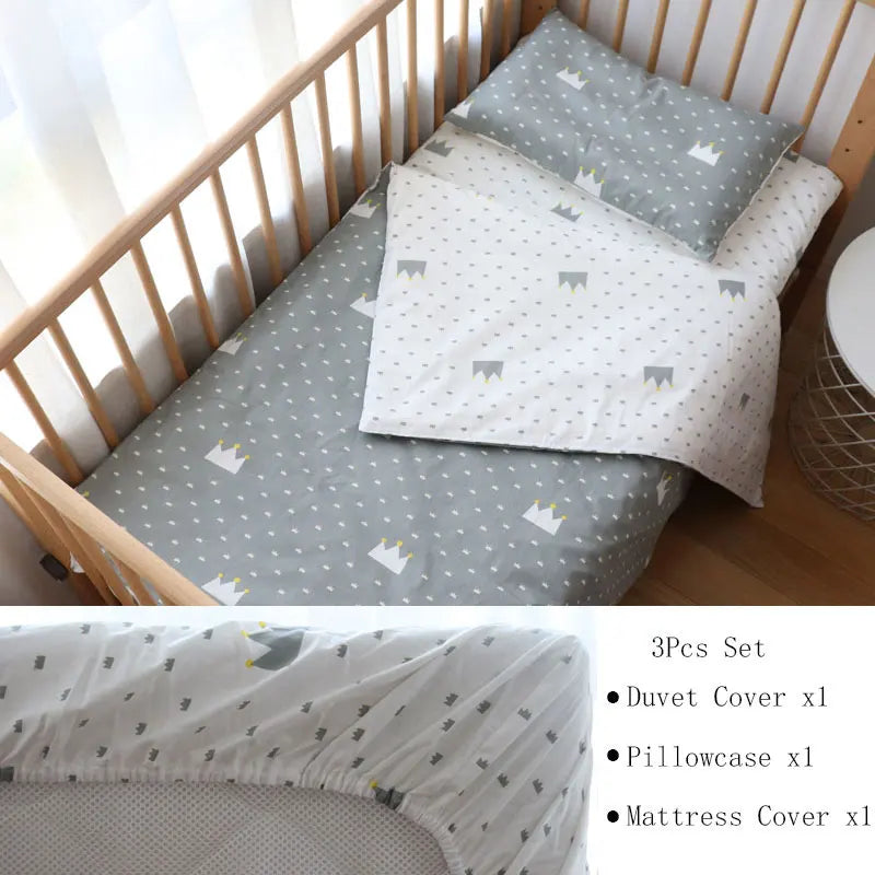 Juego de cama para cuna de bebé, ropa de cama de algodón, kit de cuna para niño y niña, incluye funda de almohada, funda nórdica, decoración para habitación de niños, 3 uds.