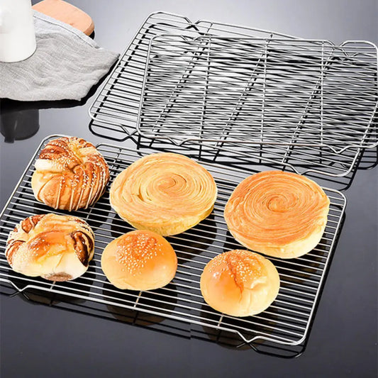 Rejilla de enfriamiento de acero inoxidable, soporte antiadherente para pastelería, bandeja para horno, macarrones, pan, galleta, utensilios de cocina para hornear pasteles