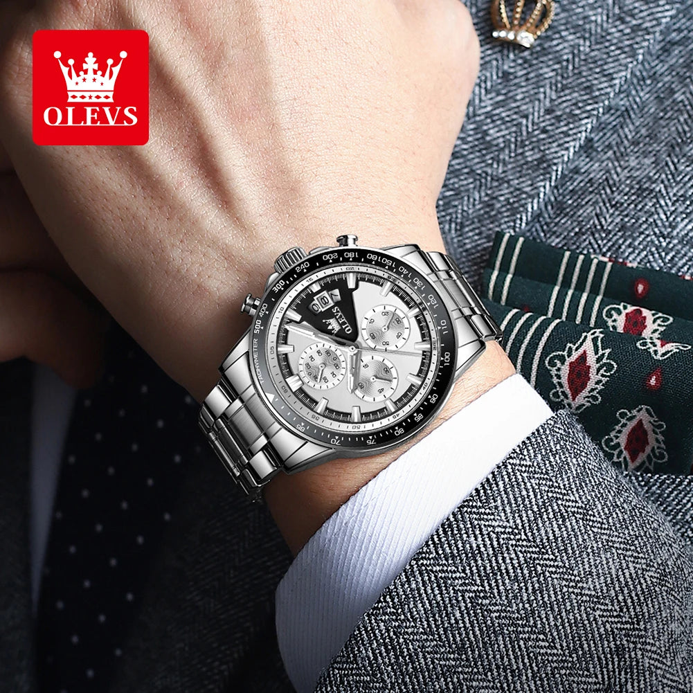 Reloj OLEVS TY705 para Hombre, Reloj de Cuarzo Luminoso de Lujo a Prueba de Agua, Reloj Multifuncional con Cronómetro, Reloj Deportivo Original Exclusivo para Hombre