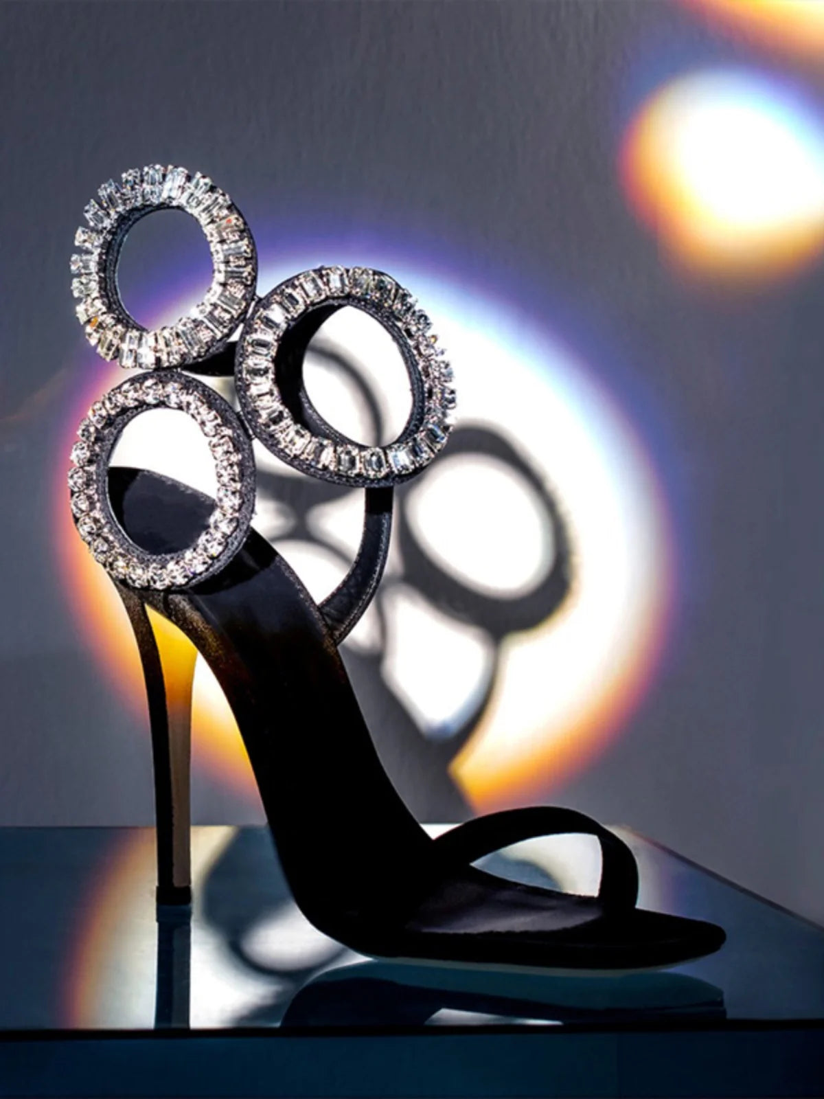 Circle Heels 2024 Nuevo vestido Zapatos de boda con sandalias romanas de tacón abierto con diamantes de imitación