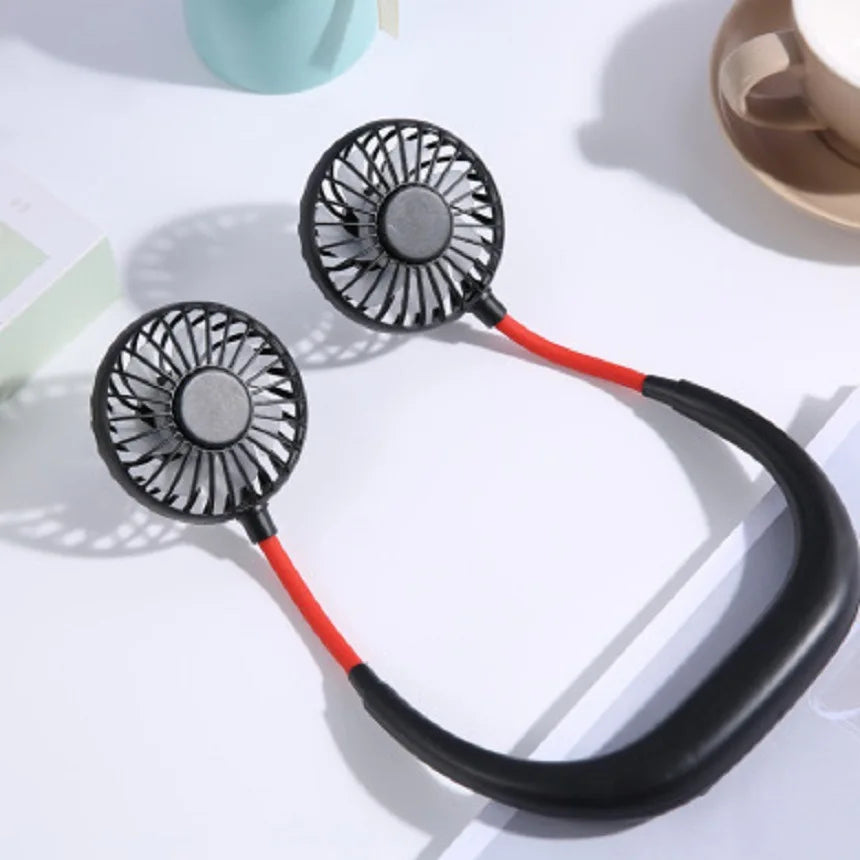 Ventilador portátil con USB para el hogar y la Oficina, miniventilador de cuello con manos libres, colgante, recargable, con 3 velocidades, ajustable