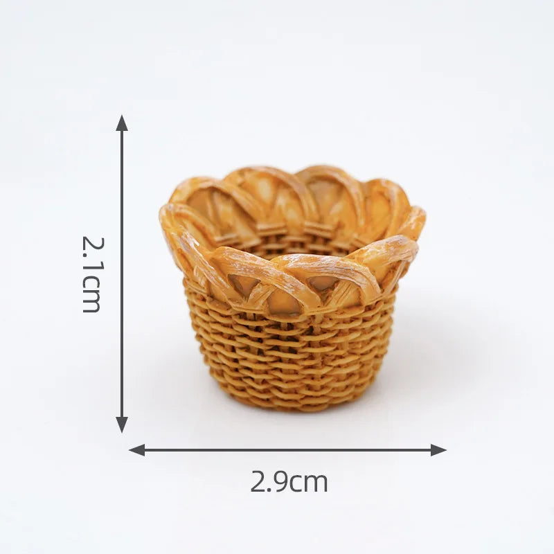 Cesta de Mimbre en Miniatura para Casa de Muñecas 1/12, Modelo de Cesta de Pan y Frutas, Accesorios para Escena de Cocina, Regalo para Niños