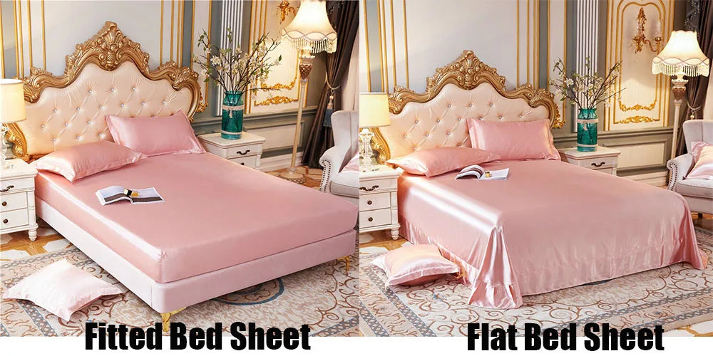 100% juegos de cama de seda pura, funda de edredón de alta gama, funda nórdica, sábanas, fundas de almohada, 4 Uds., juegos de ropa de cama de lujo Natural