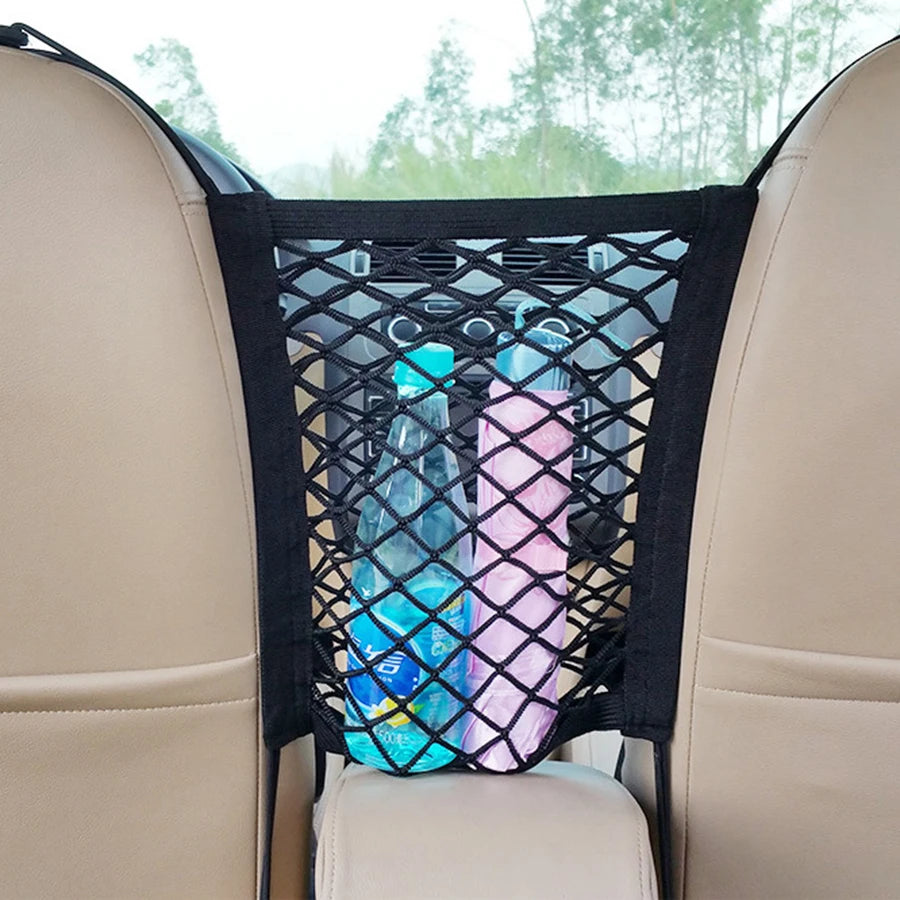 Barrera de coche para mascotas, barrera de coche para perros con bolsa de almacenamiento de malla de seguridad automática, protector de barrera para mascotas, Protector de seguridad para asiento trasero, red de malla