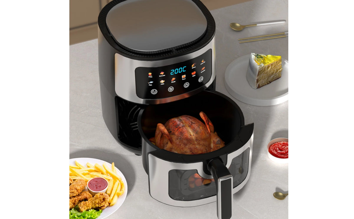 Freidora de Aire Digital de 6 L con Ventana de Visualización, Pantalla de Temperatura, Controles Táctiles, Electrodoméstico de Cocina para Encimera
