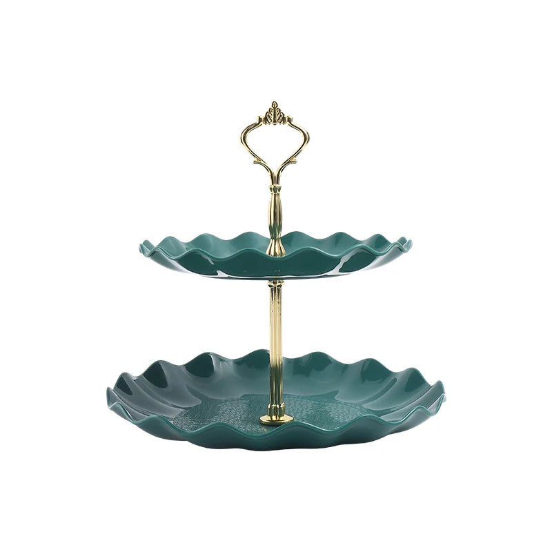 Soporte Redondo de Doble Capa para Pasteles y Dulces, Plato de Frutas para Bodas y Fiestas, Bandeja Decorativa para el Hogar, Exquisito