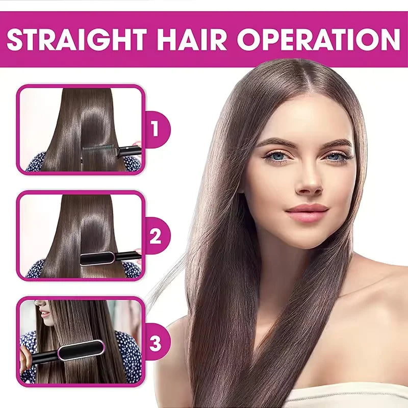 Plancha de Pelo Profesional de Calentamiento Rápido, Peine Eléctrico Caliente para Rizar el Cabello, Cepillo Multifuncional para Peinado y Cuidado Personal