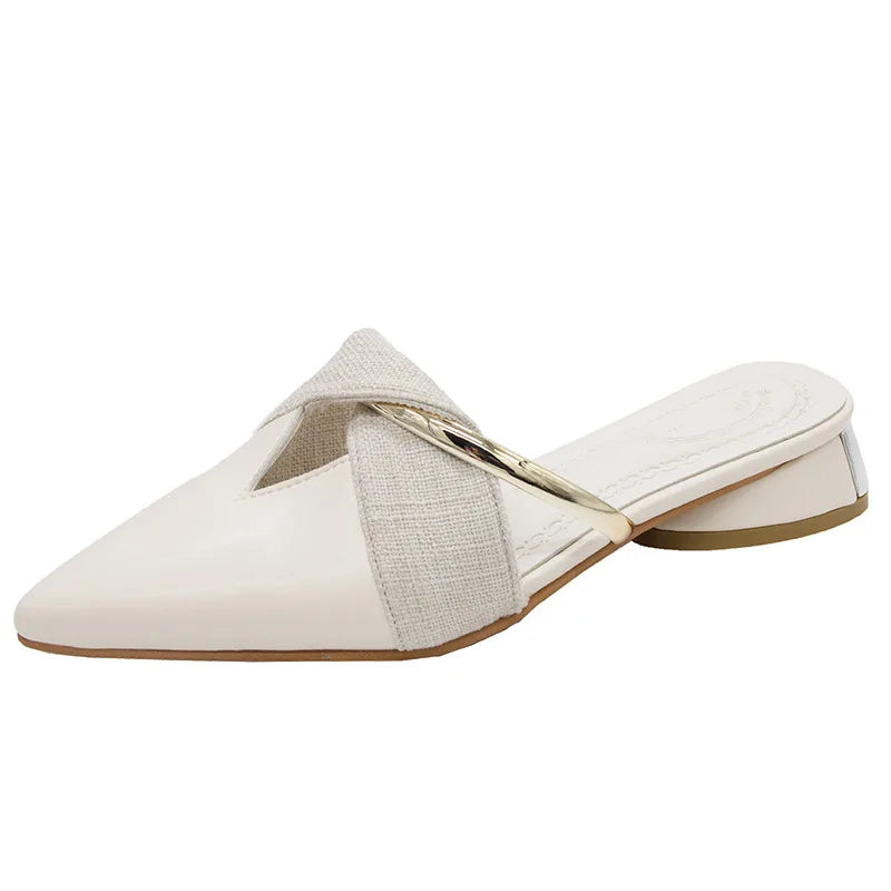 Zapatos de tacón elegantes para mujer, sandalias de ocio, zapatillas cómodas con punta abierta, deslizantes, Verano