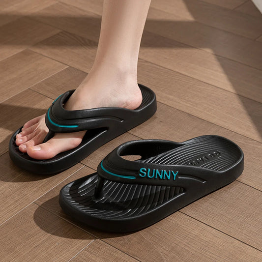 Chanclas de EVA con plataforma gruesa para mujer, sandalias de playa antideslizantes con Clip dedos, cómodas zapatillas de nube de suela blanda para verano
