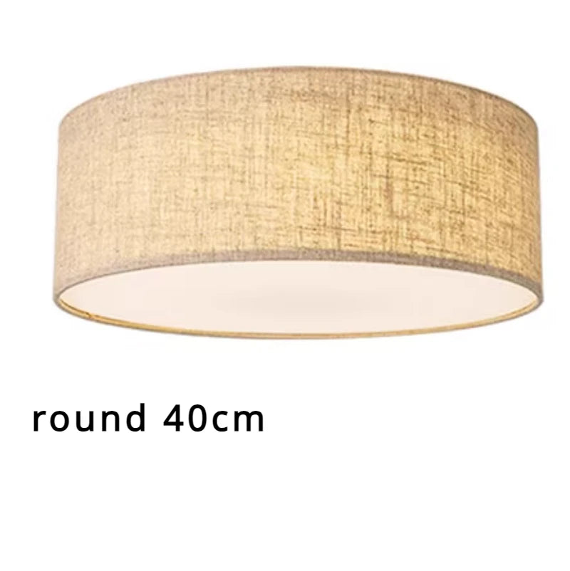 Lámpara de techo LED nórdica para sala de estar, candelabro de lino para dormitorio, cocina, pasillo moderno Simple, decoración de Loft, lámpara redonda
