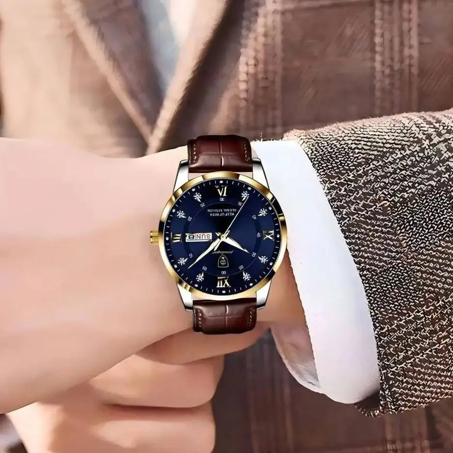 Reloj POEDAGAR Original de alta calidad para hombre, reloj de pulsera deportivo de cuero luminoso resistente al agua para hombre, relojes casuales elegantes de cuarzo para hombre