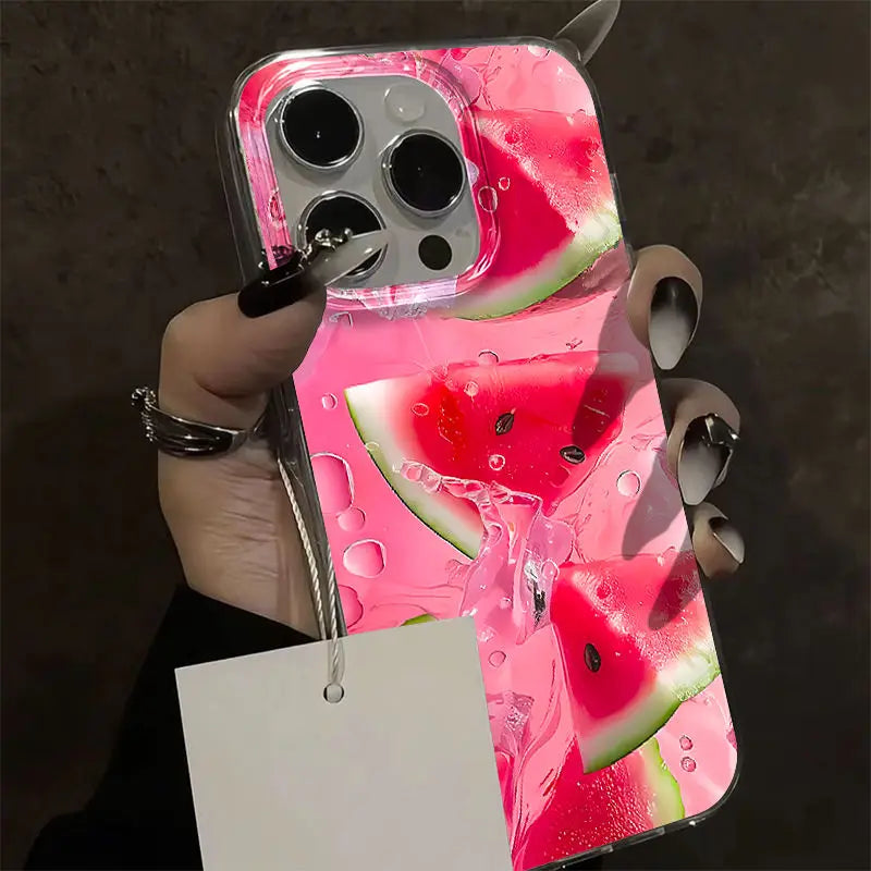 Bonitas fundas de teléfono de sandía rosa para iPhone 16 Pro Max 17 16e 15 14 13 12 11 Pro Max para Funda de parachoques a prueba de golpes de aire