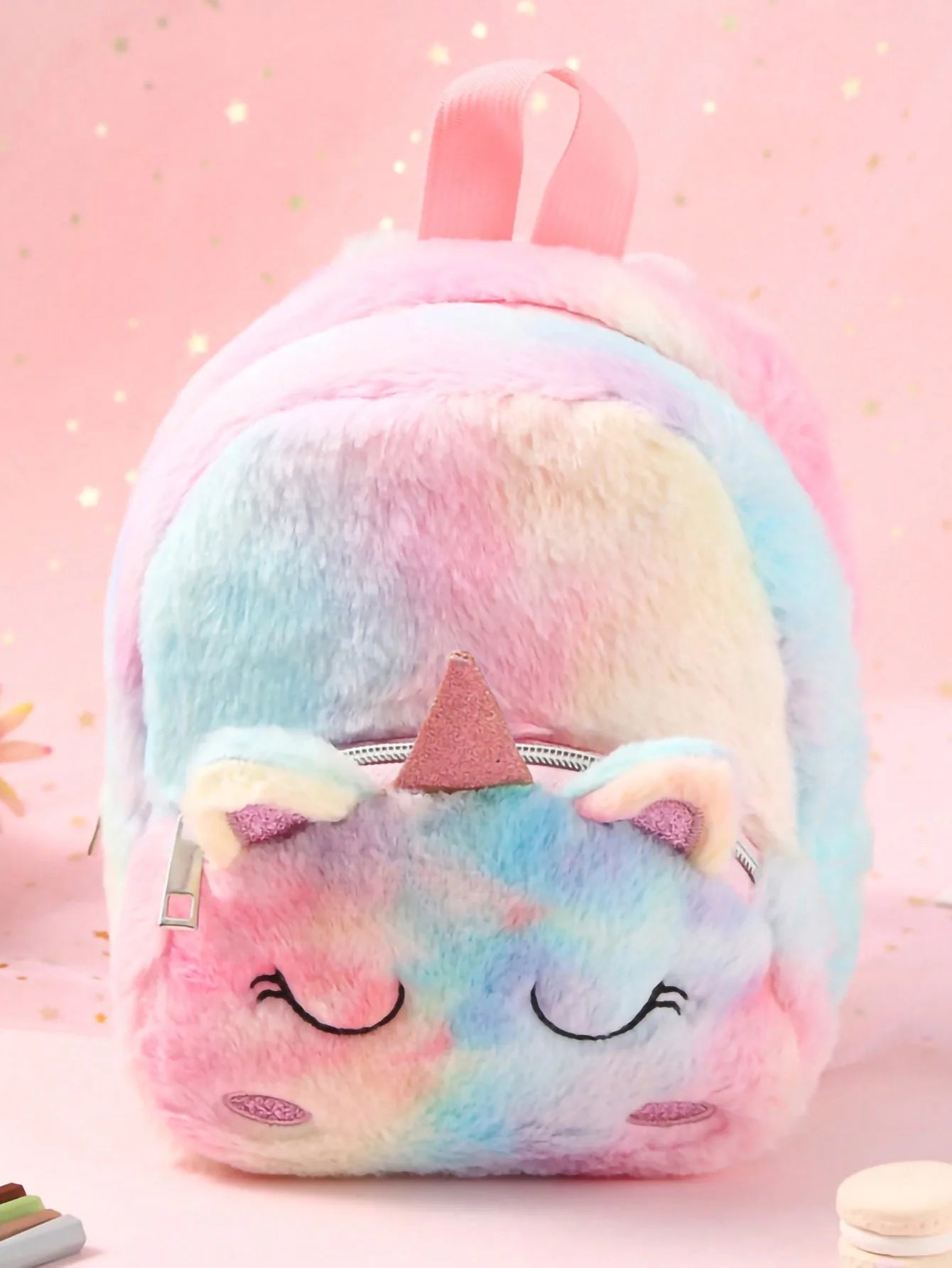 Nueva mochila transfronteriza de dibujos animados de unicornio de peluche para niños, mochila, mochila pequeña para chica bonita, mochila escolar