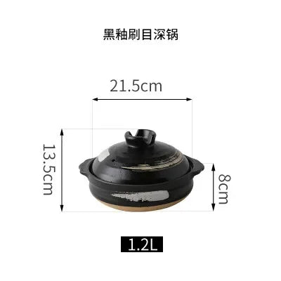 Cazuela de cerámica de estilo japonés, olla pequeña negra, cacerola de arcilla, utensilios de cocina para el hogar, suministros de cocina, olla para sopa, 1 Uds.