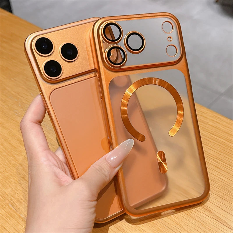 Funda de teléfono transparente mate de lujo para Magsafe IPhone 17 Air 16 15 Pro Max Plus 17Air 17Pro funda trasera de parachoques magnético