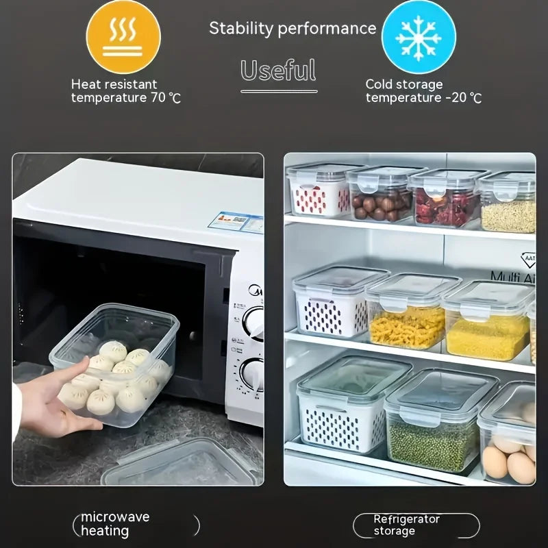 Juego de 4/6 piezas de recipientes herméticos para almacenamiento de alimentos - Cajas apilables para preparación de comidas - Adecuadas para frutas, verduras, carne y granos