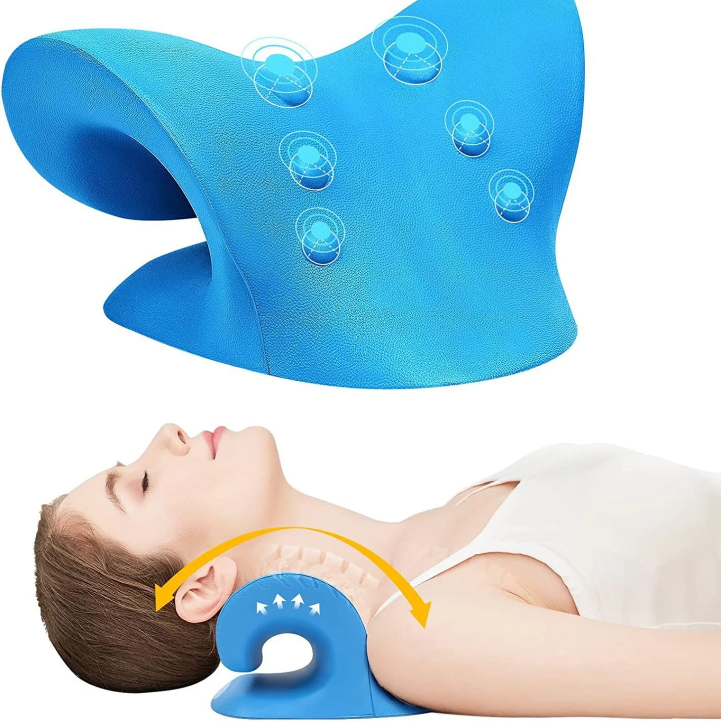 Camilla relajante para cuello y hombros, dispositivo de tracción quiropráctica Cervical, almohada de masaje para aliviar el dolor, alineación de la columna Cervical